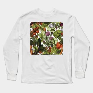 Vegetable nature pattern on white Long Sleeve T-Shirt